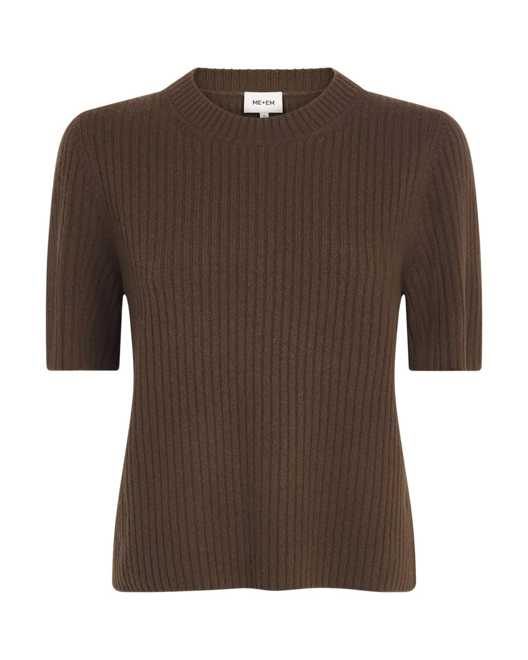 ME+EM Brown Merino Wool Ribbed T-Shirt