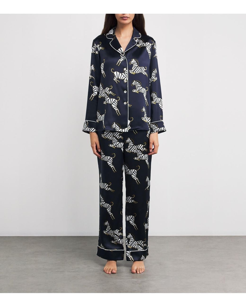 Olivia Von Halle Blue Silk Satin Zizi Lila Pyjama Set