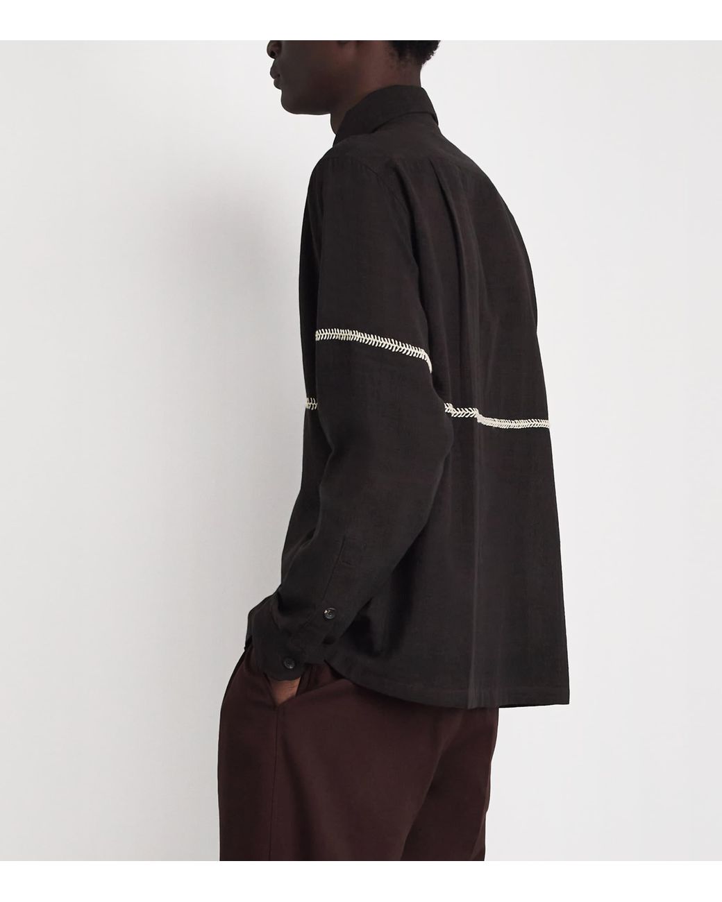 Kartik Research Black Cotton Embroidered Rabari Shirt for men