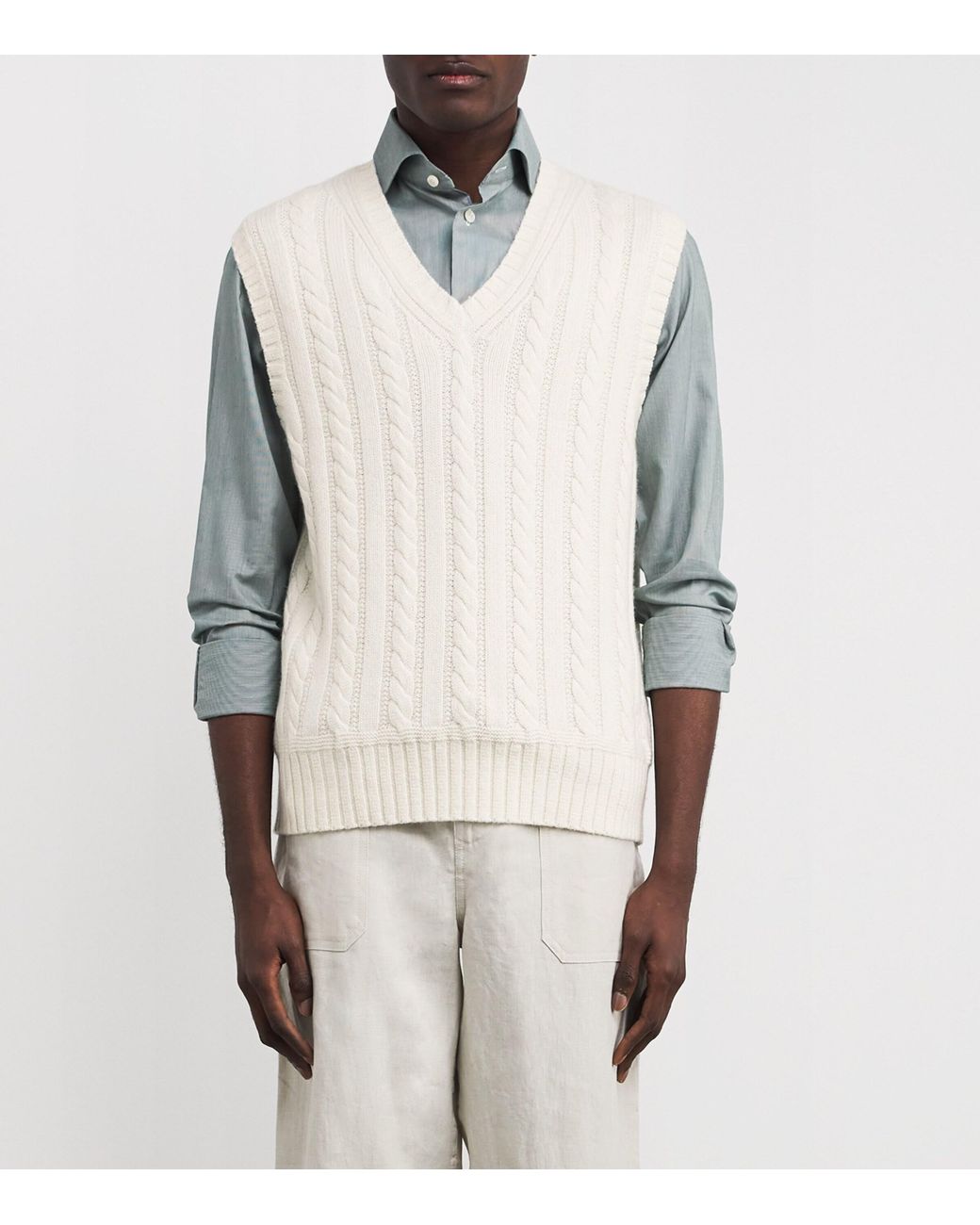 Ralph Lauren White X Wimbledon Cashmere-Cotton-Linen Sweater Vest for men