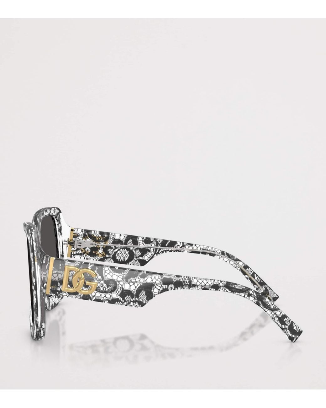 Dolce & Gabbana Gray Lace Print Square Sunglasses