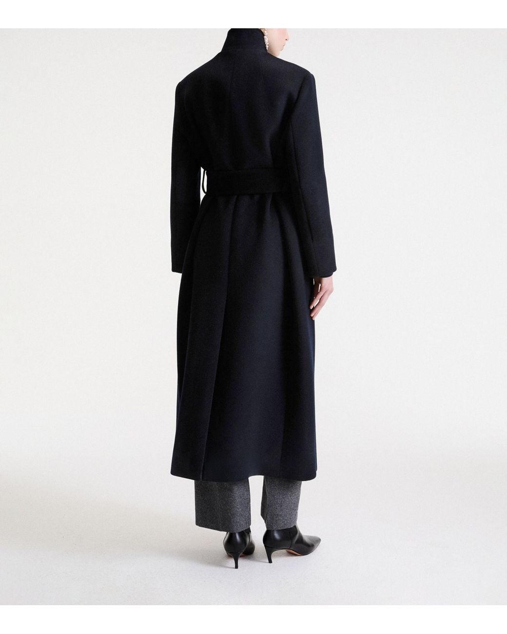 Marella Black Virgin Wool Wrap Coat