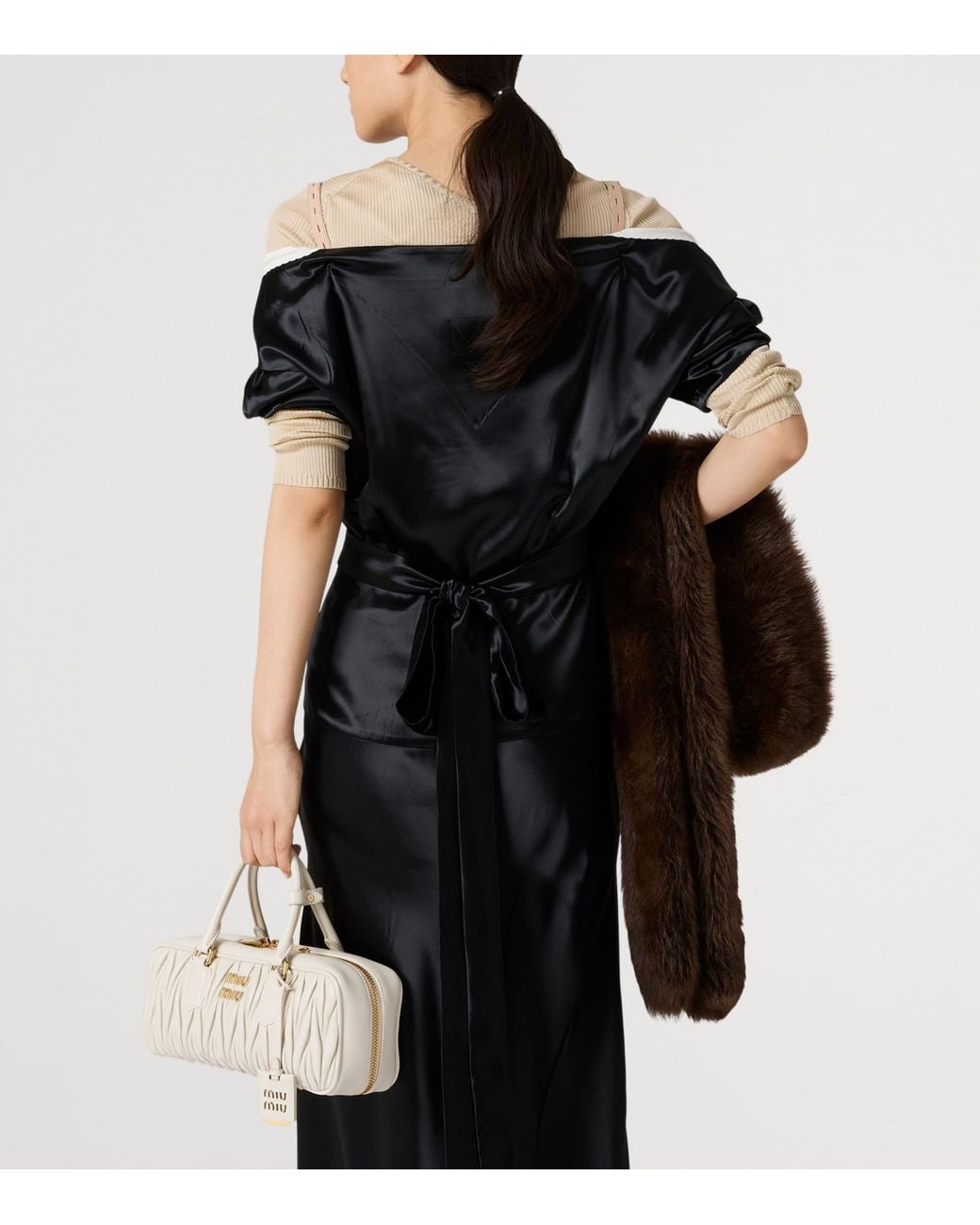 Miu Miu Black Satin Maxi Dress