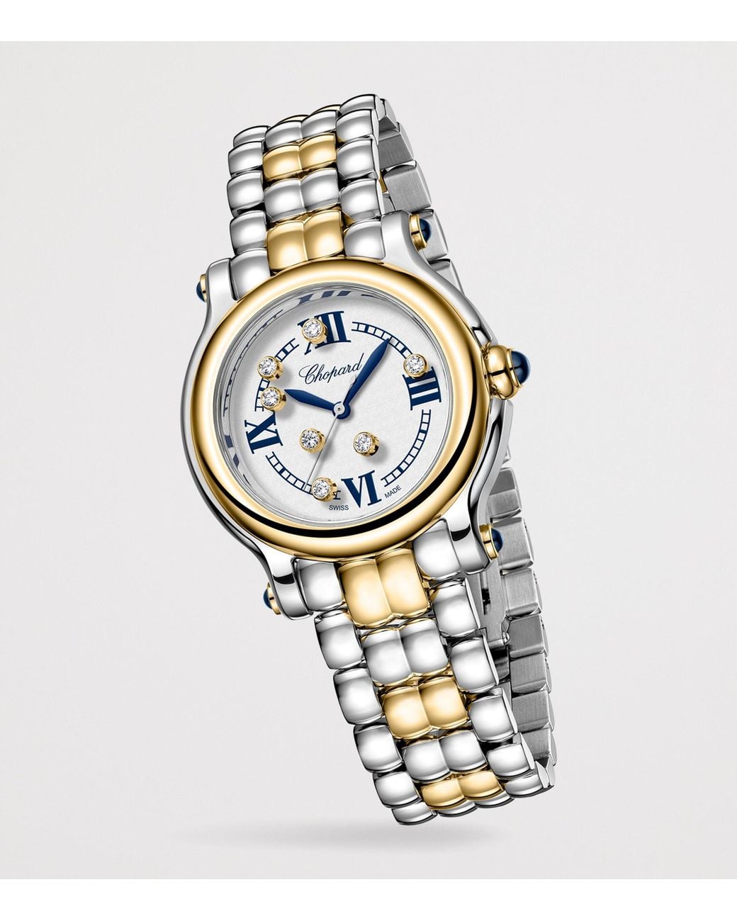Chopard Metallic Stainless Steel And Diamond Happy Sport Watch