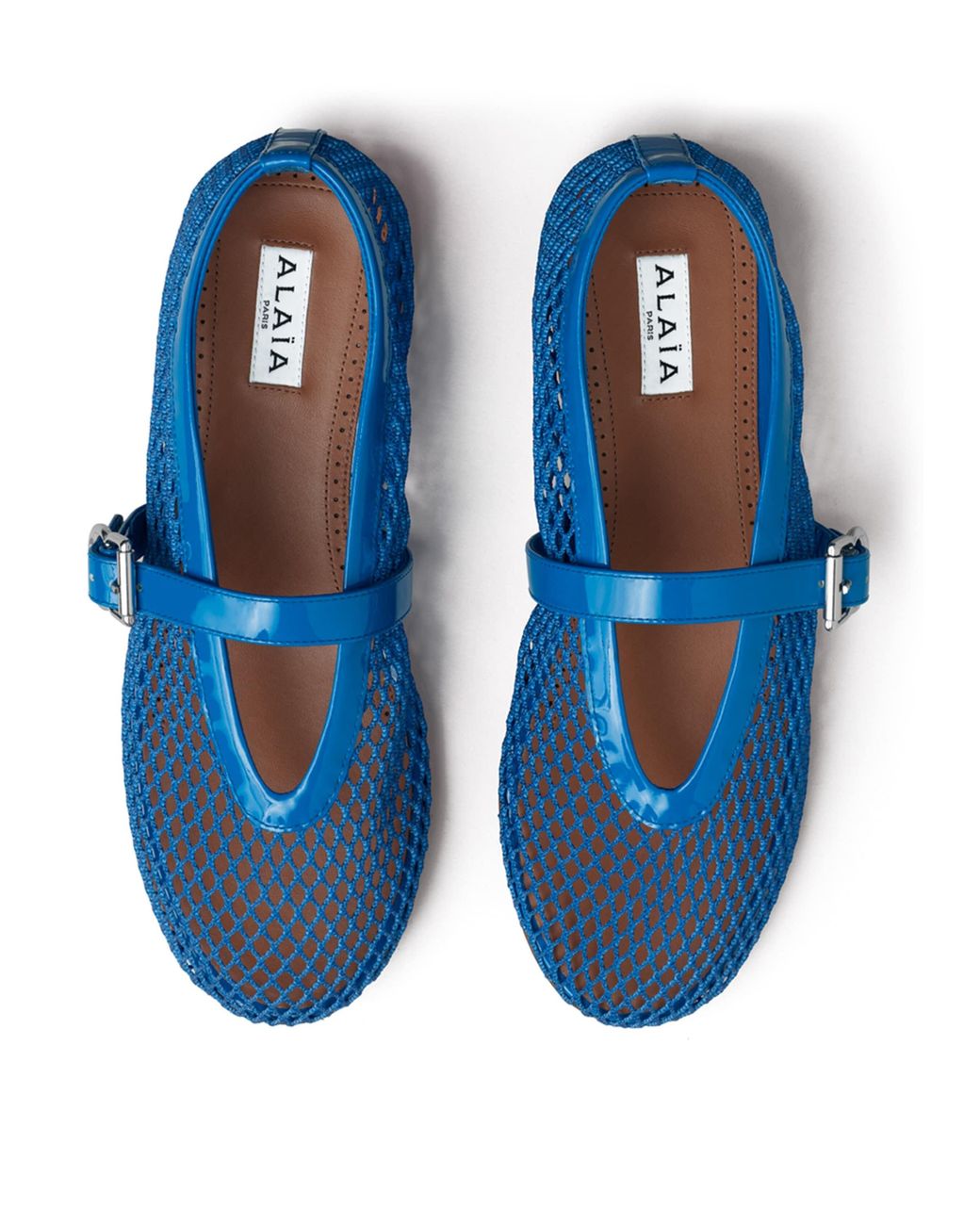 Alaïa Blue Leather Mesh Ballet Flats
