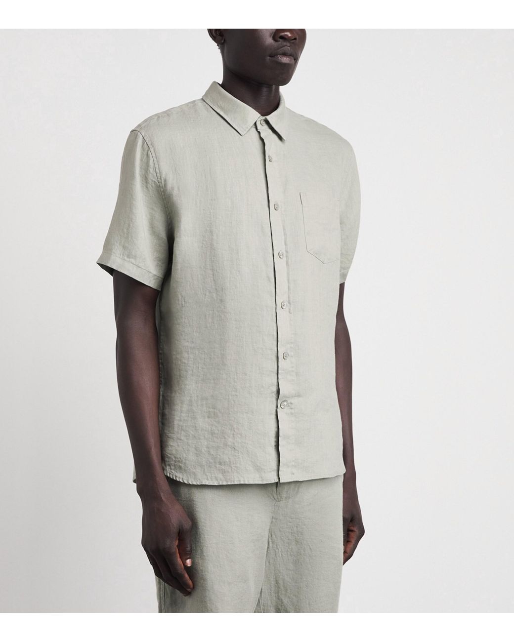 Vince Gray Linen Short-Sleeve Shirt for men
