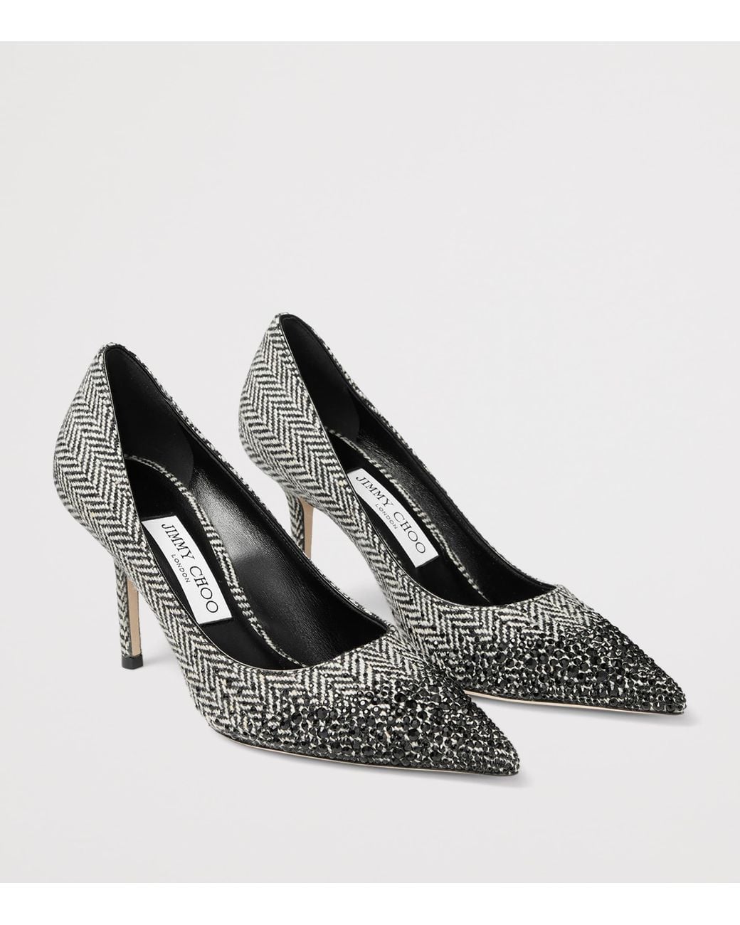 Jimmy Choo Gray Love 85 Crystal-Embellished Pumps