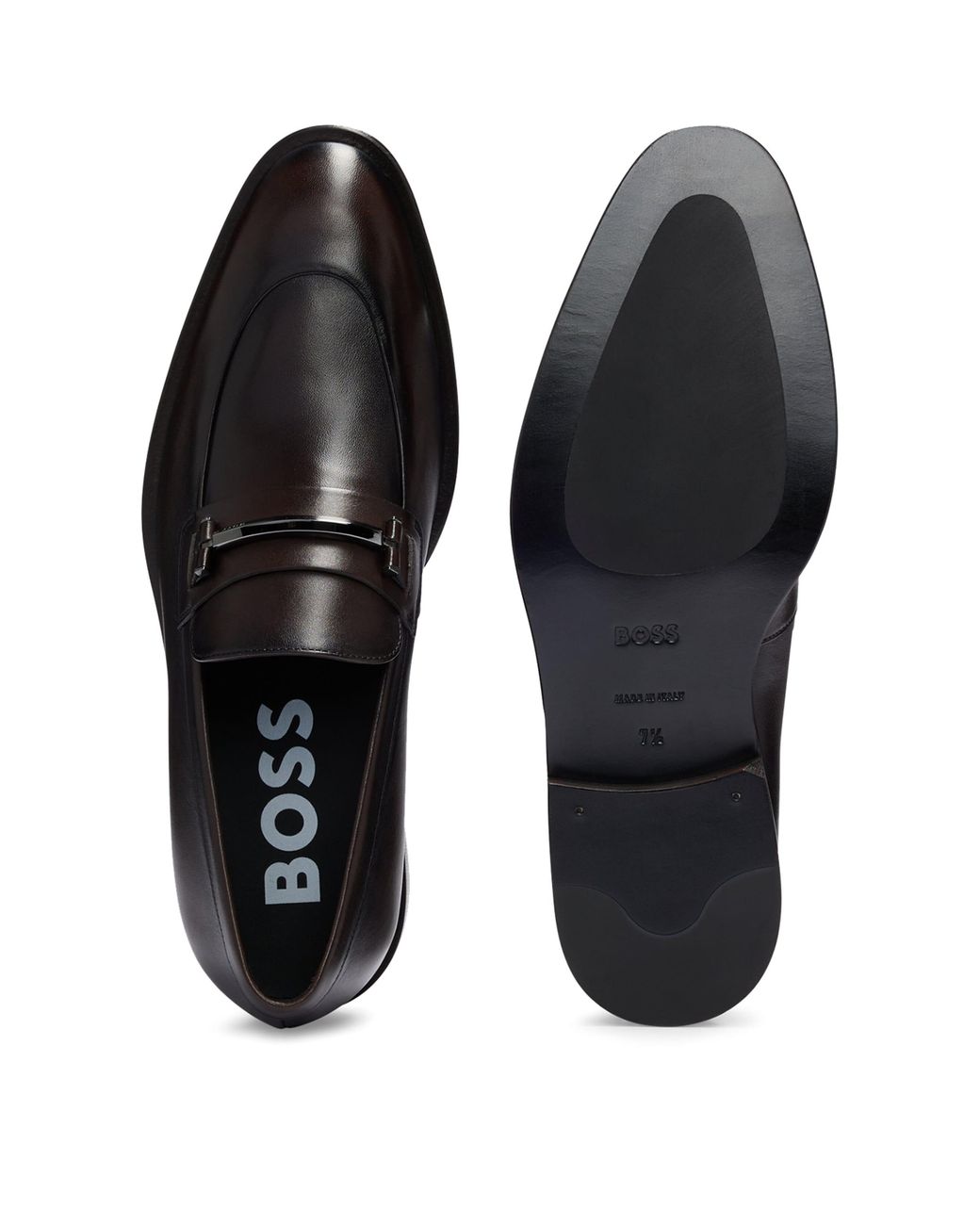 Boss Black Leather Loafers for men