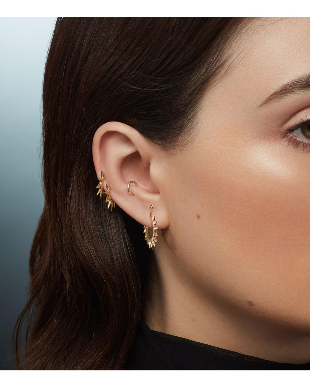 Maria Tash Pink Metal Mohawk Hoop Earring