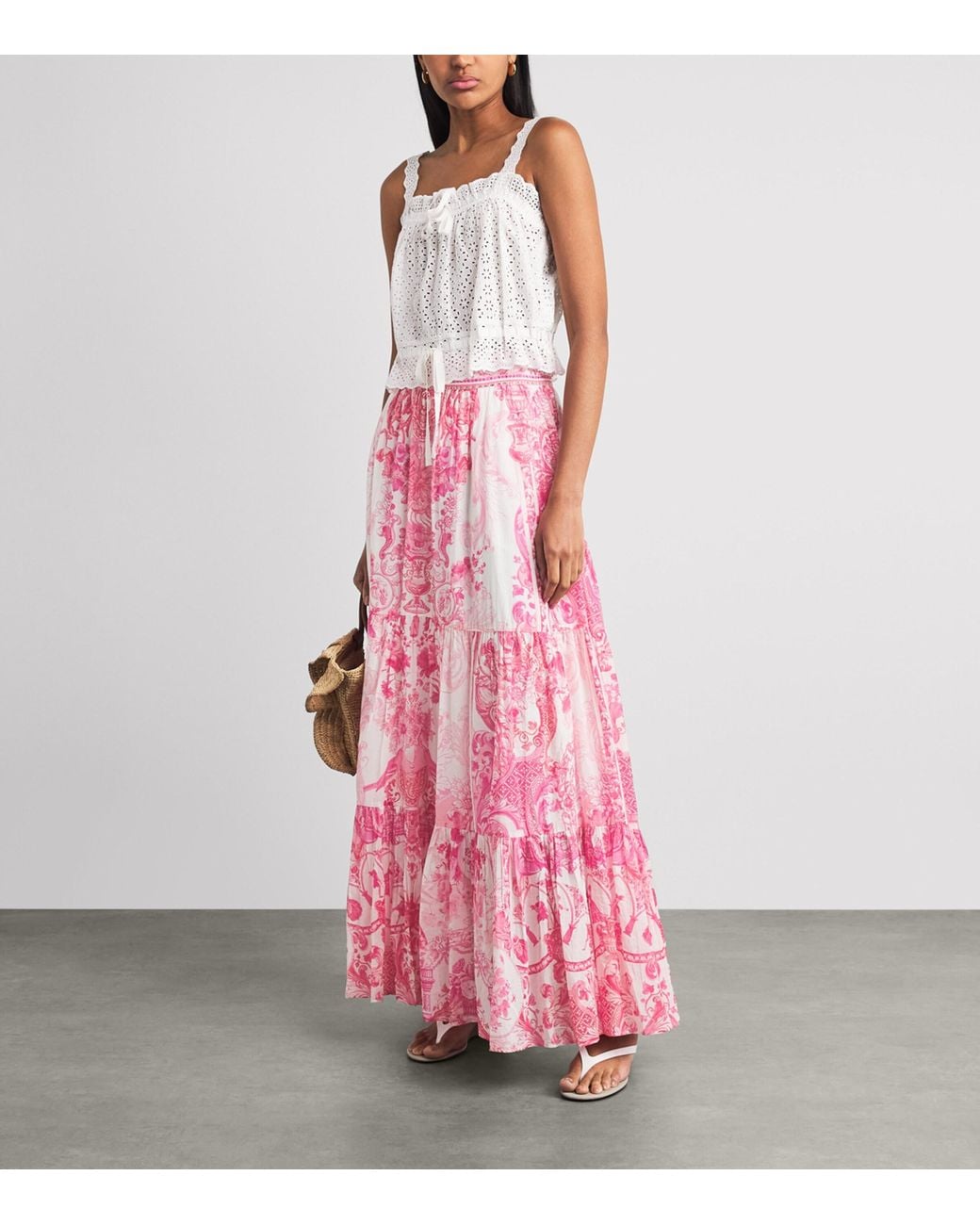 Camilla Pink Embellished Printed Maxi Skirt