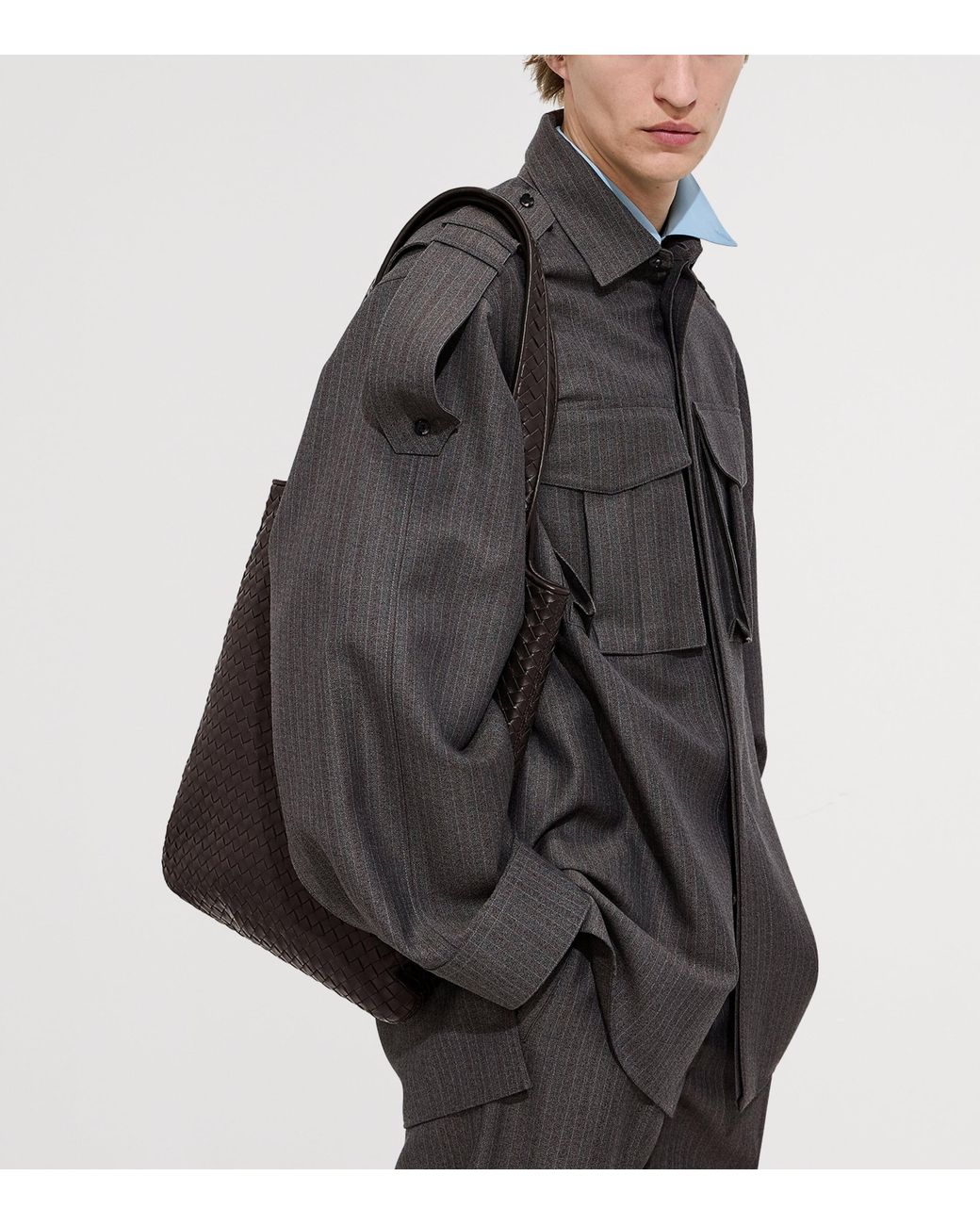 Bottega Veneta Black Small Leather Veneto Tote Bag for men