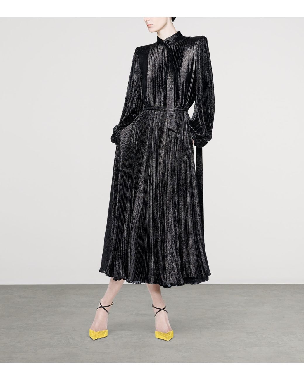 Tom Ford Black Silk Charmeuse Lurex Midi Dress