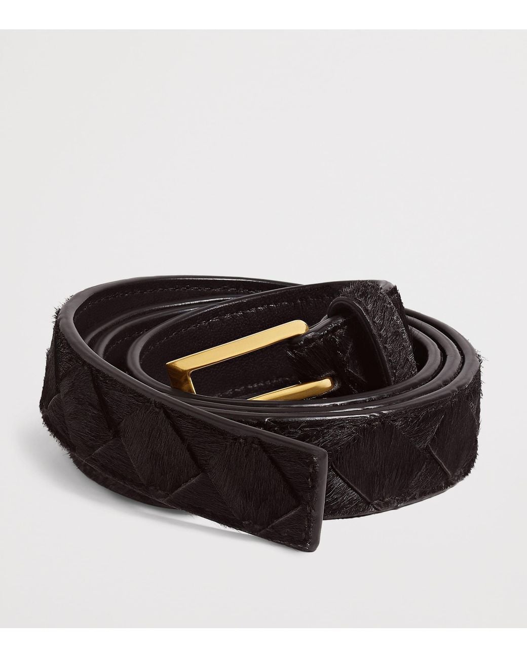Bottega Veneta Black Pony Hair Solo Belt