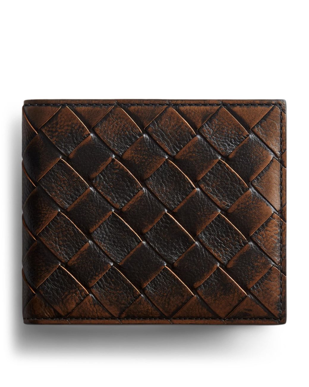 Bottega Veneta Black Leather Intrecciato Bifold Wallet for men