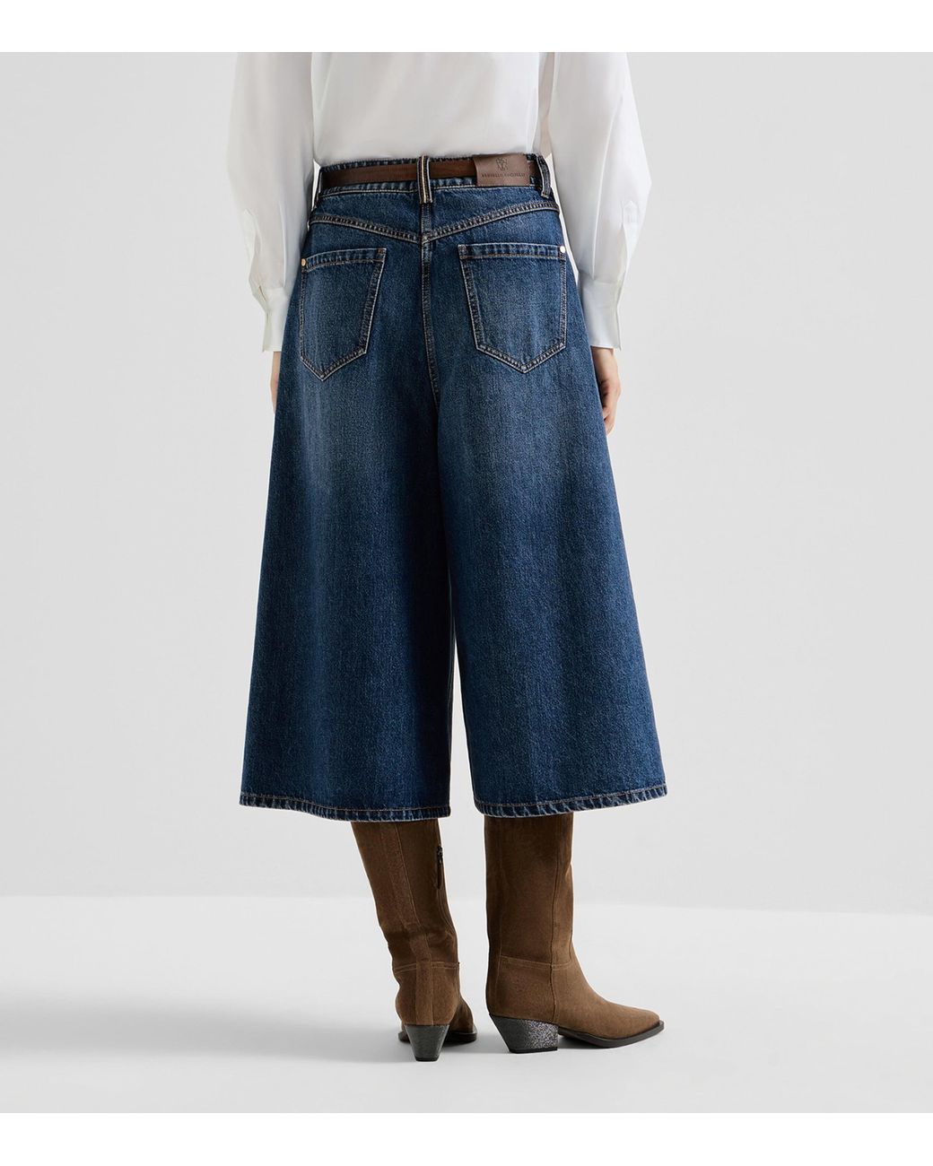 Brunello Cucinelli Blue Denim Cropped Trousers