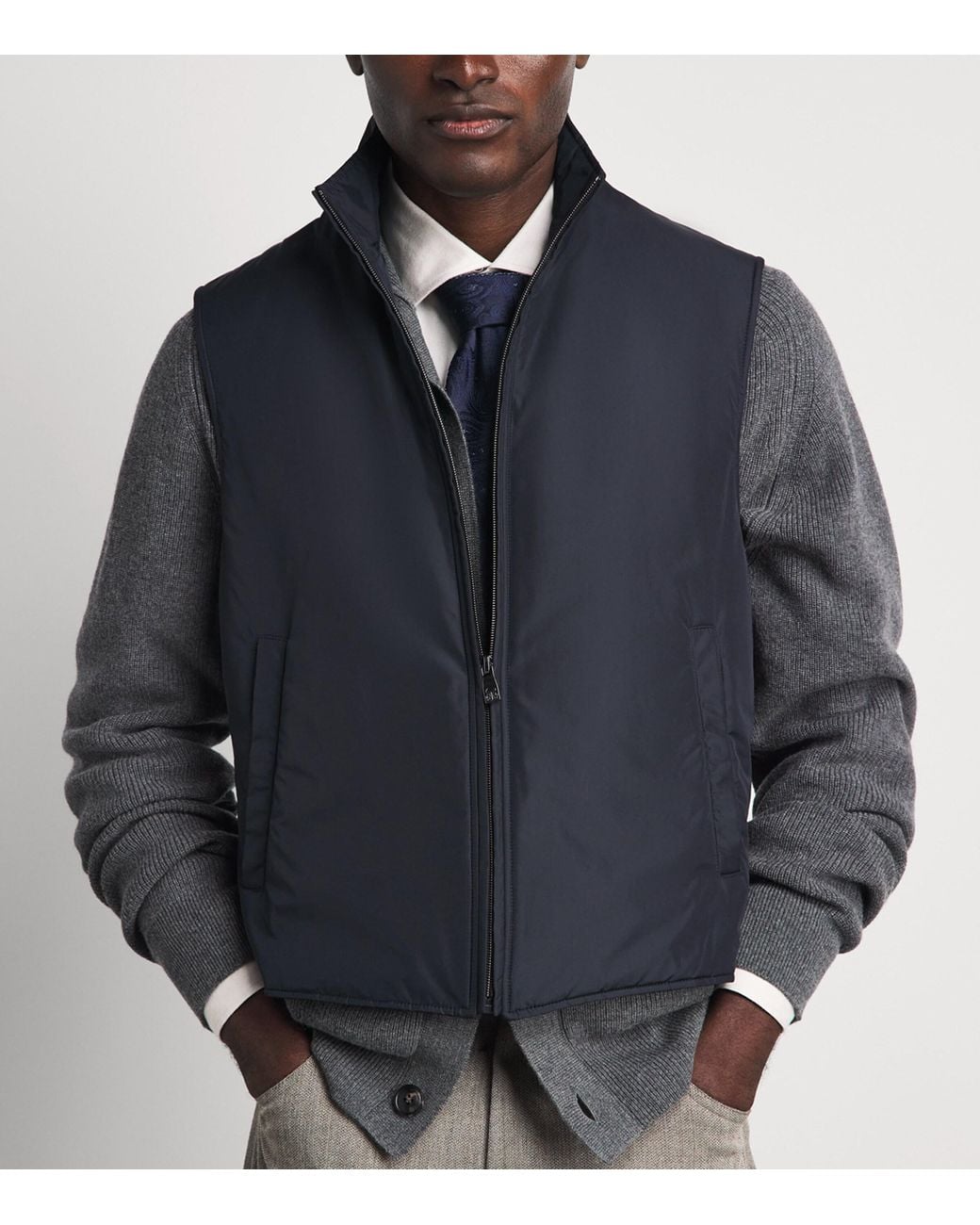 Corneliani Blue Virgin Wool-Cashmere Overcoat for men