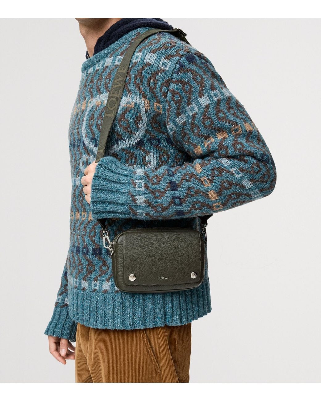Loewe Green Small Leather Pebble Messenger Bag for men