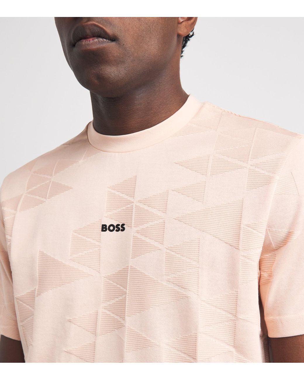 Boss Pink Cotton Network Logo T-Shirt for men