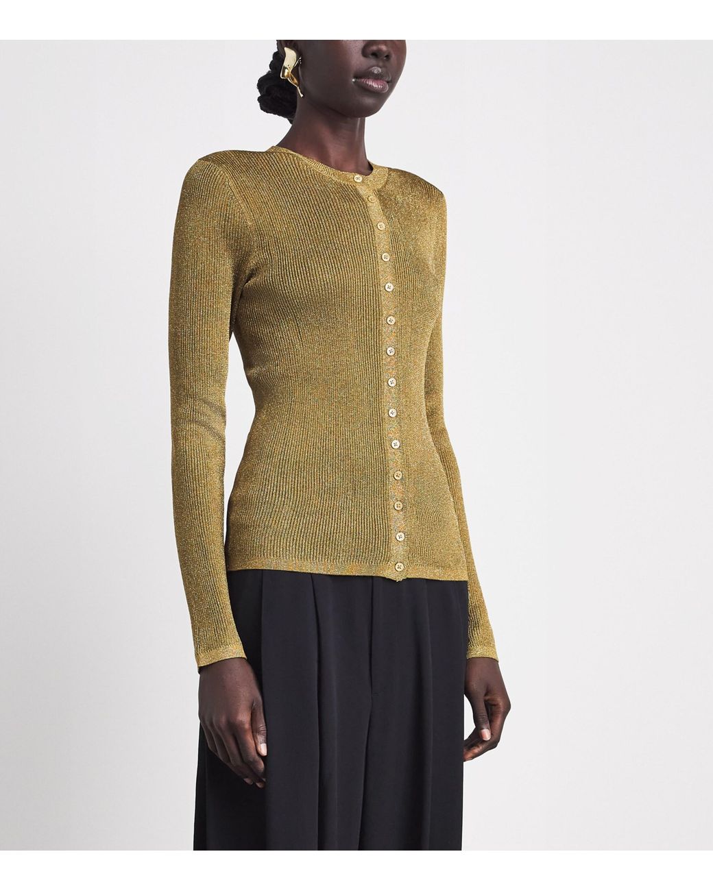 Polo Ralph Lauren Green Metallic Rib-Knit Cardigan