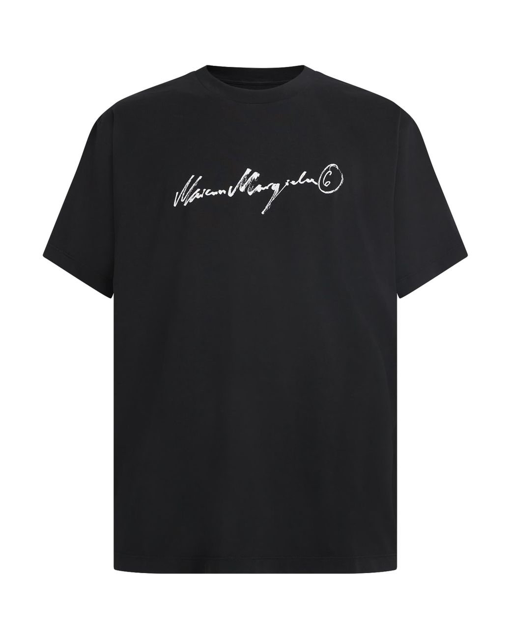 MM6 by Maison Margiela Black Cotton Logo T-Shirt for men