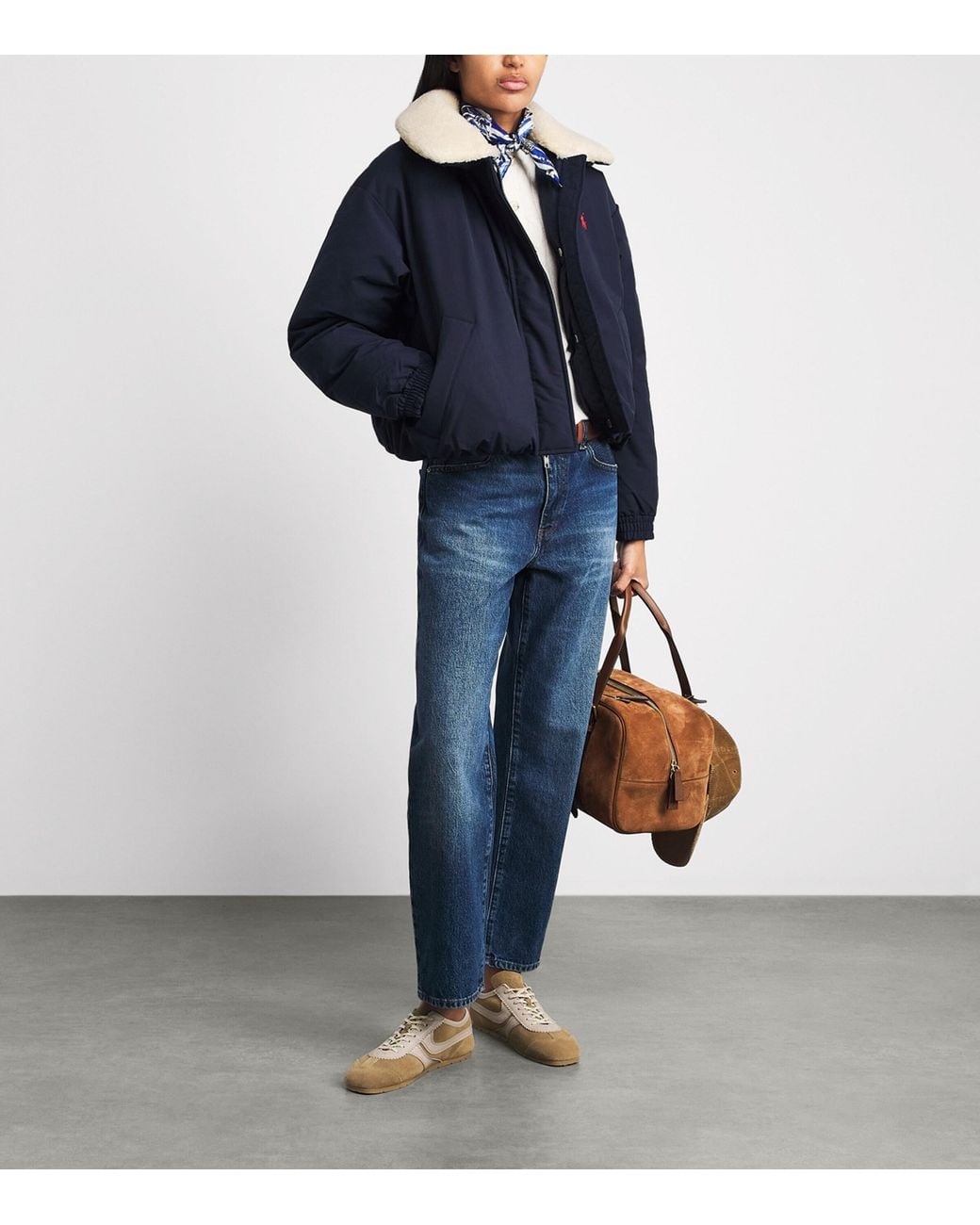 Polo Ralph Lauren Blue High-Pile Collar Down Puffer Jacket