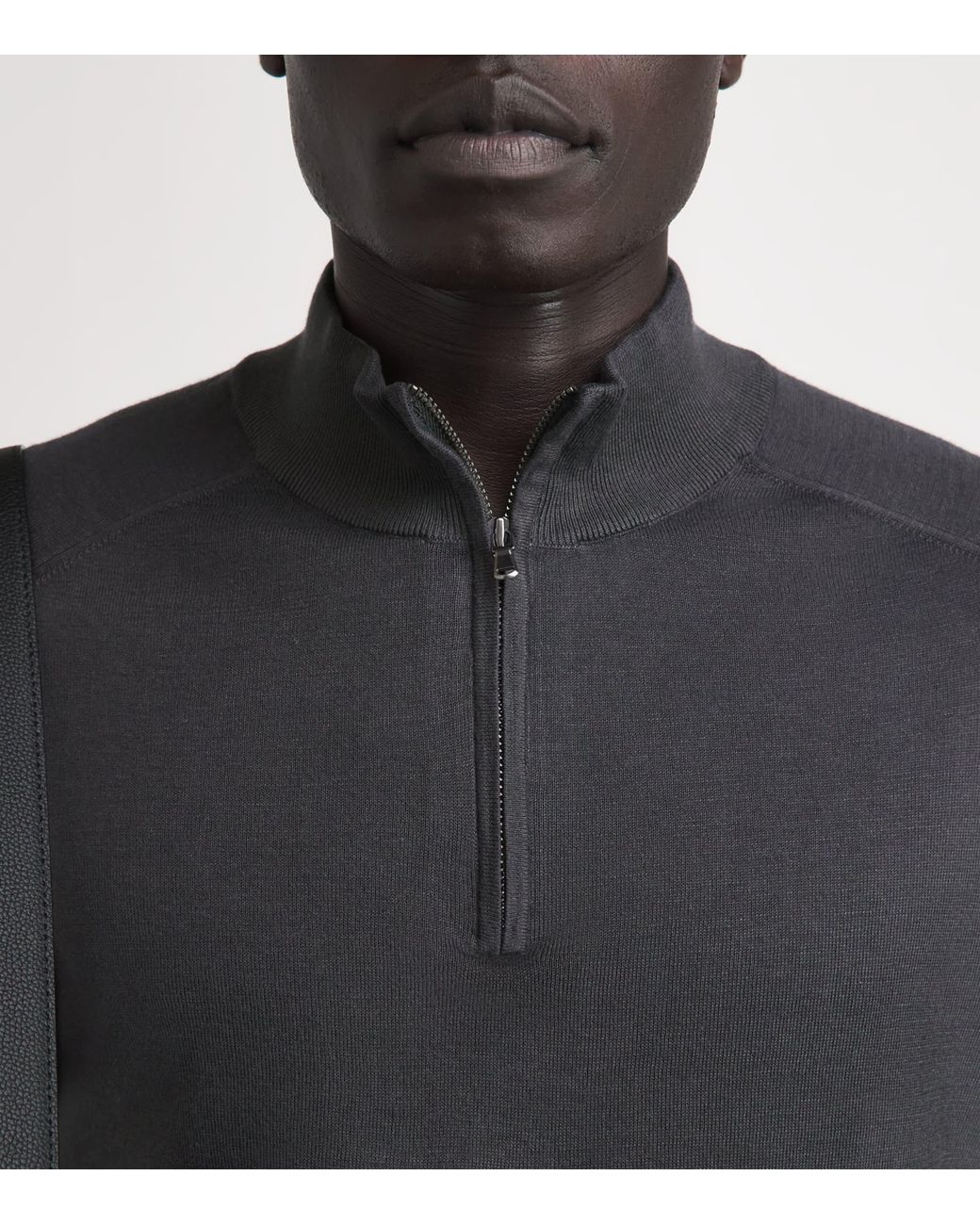 Sunspel Gray Sea Island Cashmere Half-Zip Sweater for men