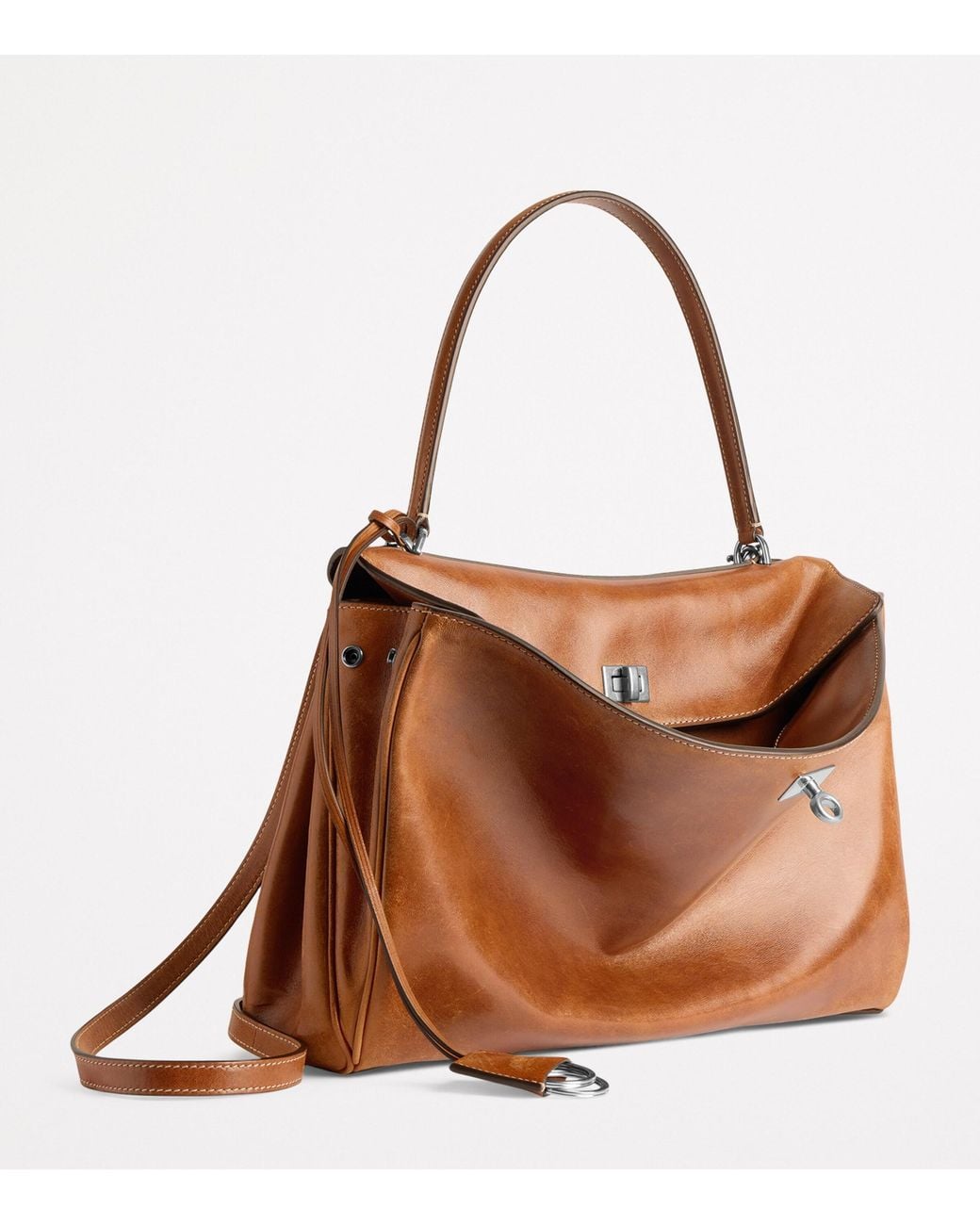 Balenciaga Brown Medium Leather Rodeo Top-Handle Bag