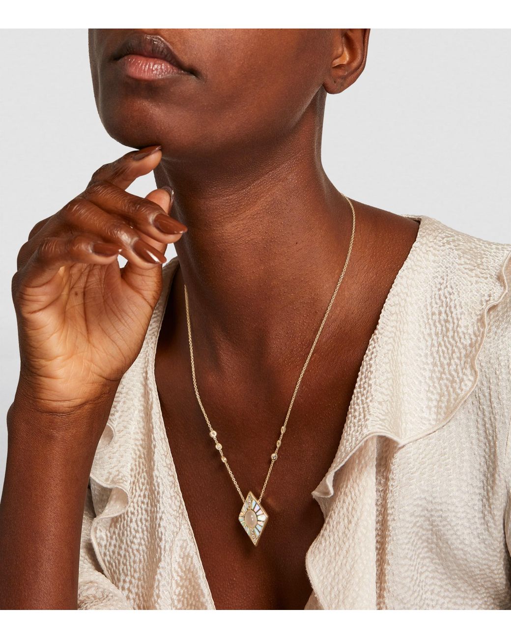 Jacquie Aiche Metallic Diamond, Moonstone And Opal Inlay Necklace