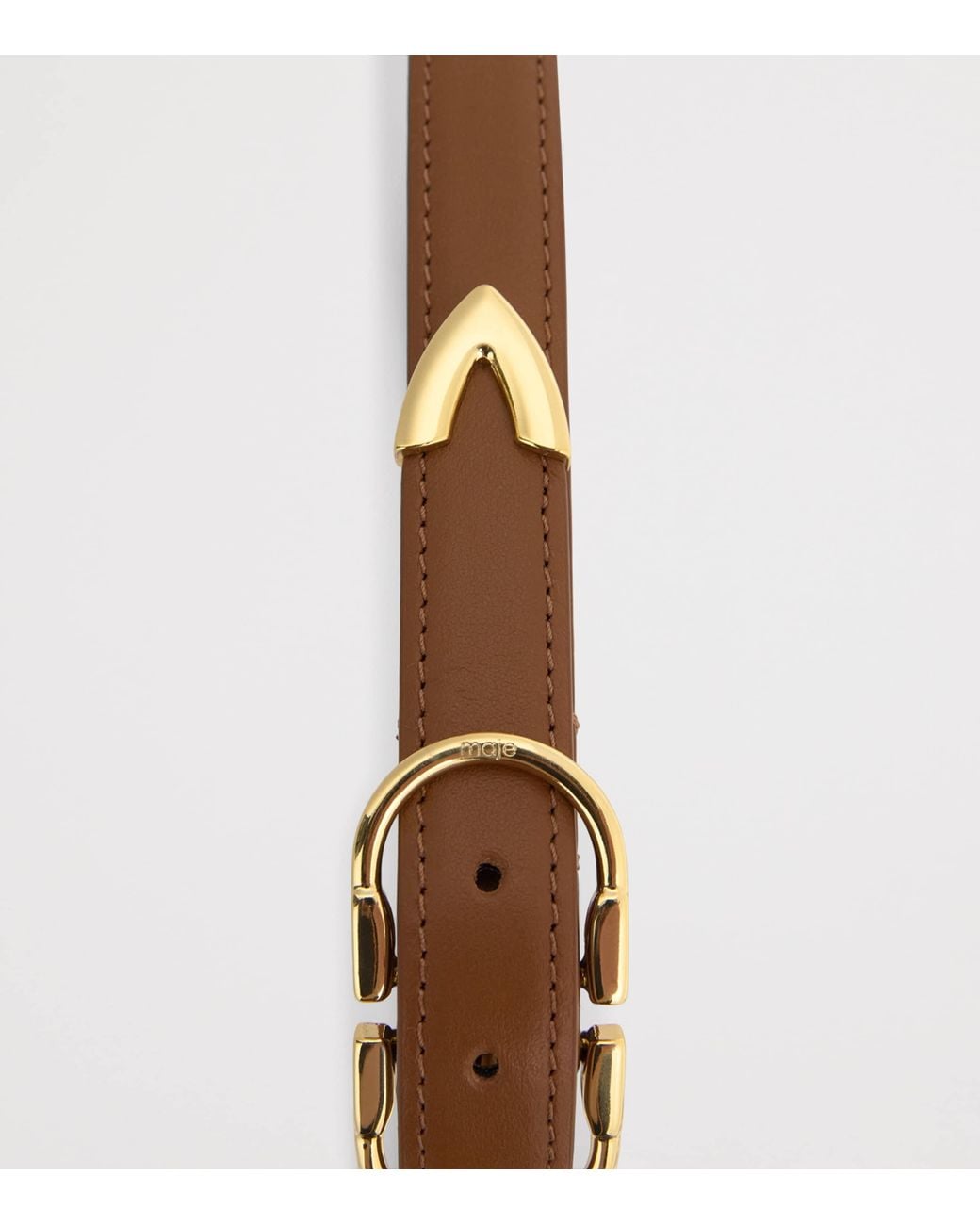 Maje Brown Leather Double-Buckle Belt for men