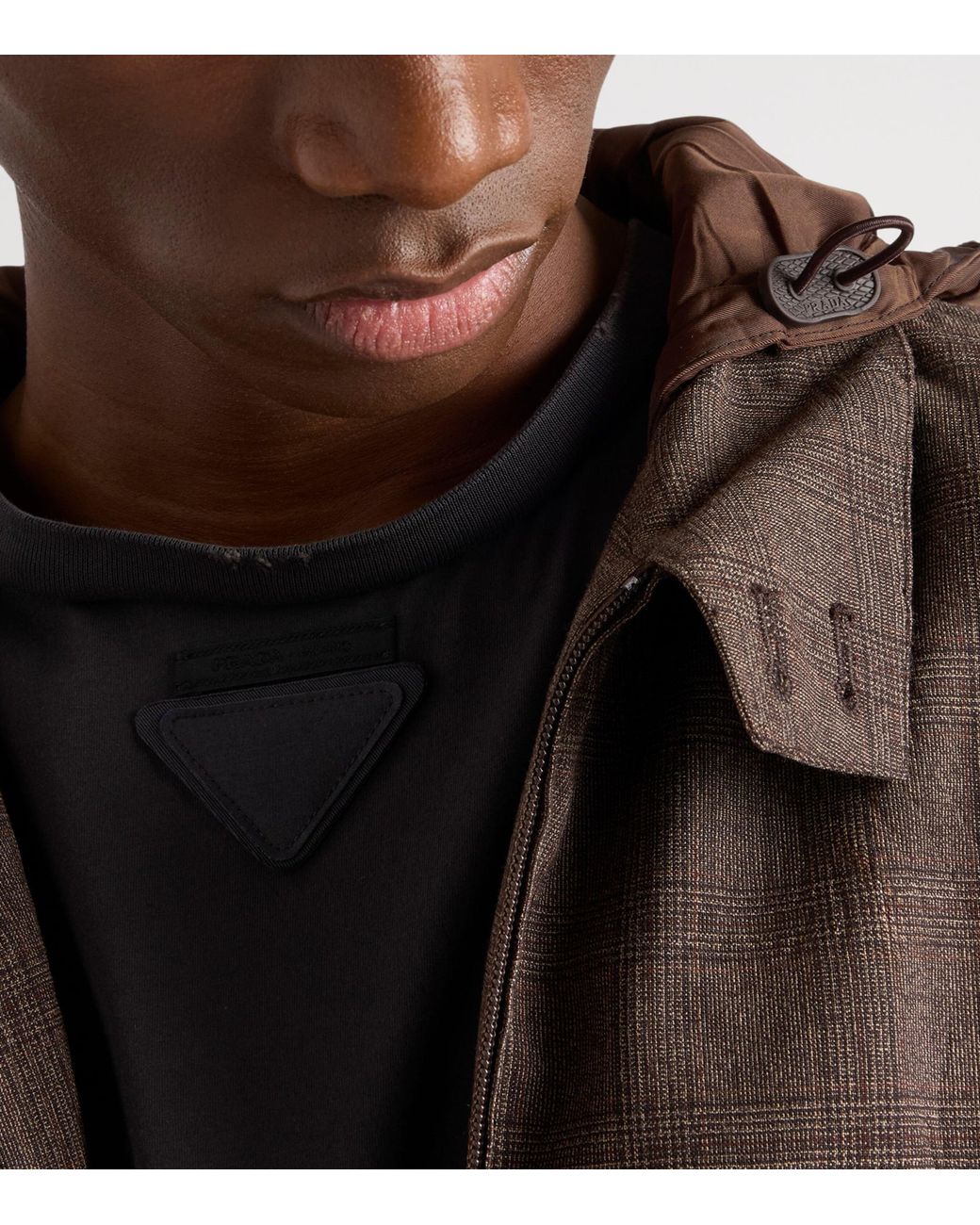 Prada Brown Wool Hooded Jacket for men