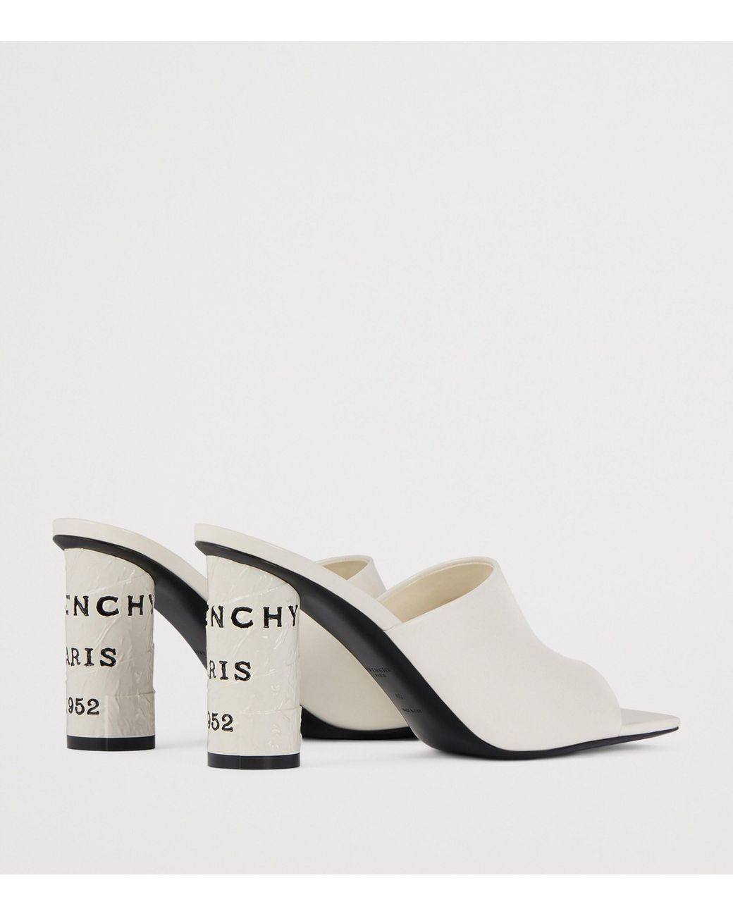 Givenchy White Leather Tape Heeled Mules 85