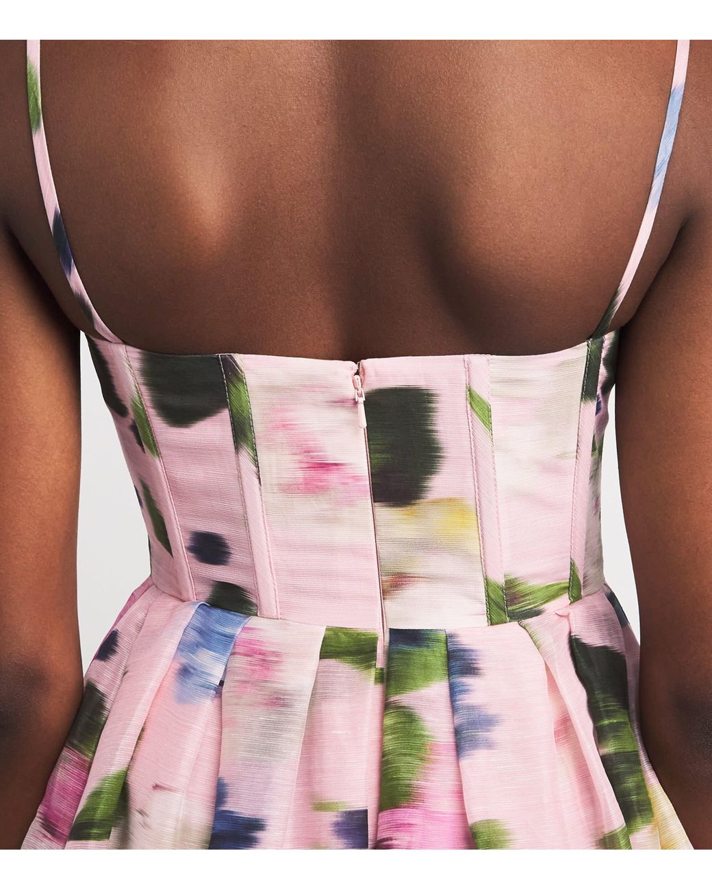 Carolina Herrera White Linen-Silk Floral Midi Dress