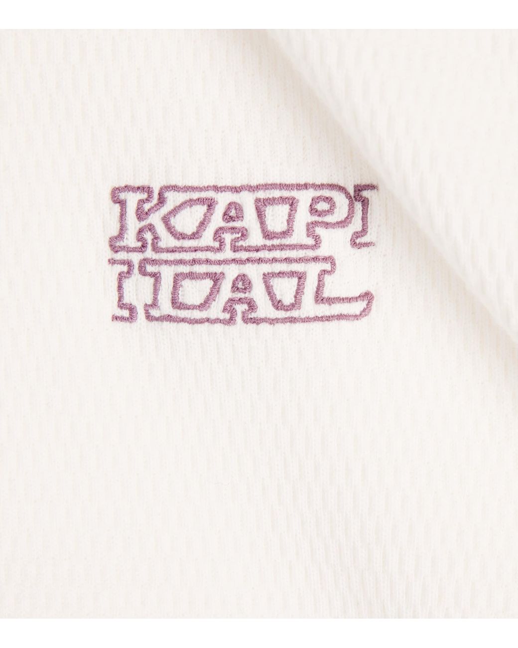 Kapital White Cotton Waffle-Knit Embroidered T-Shirt for men