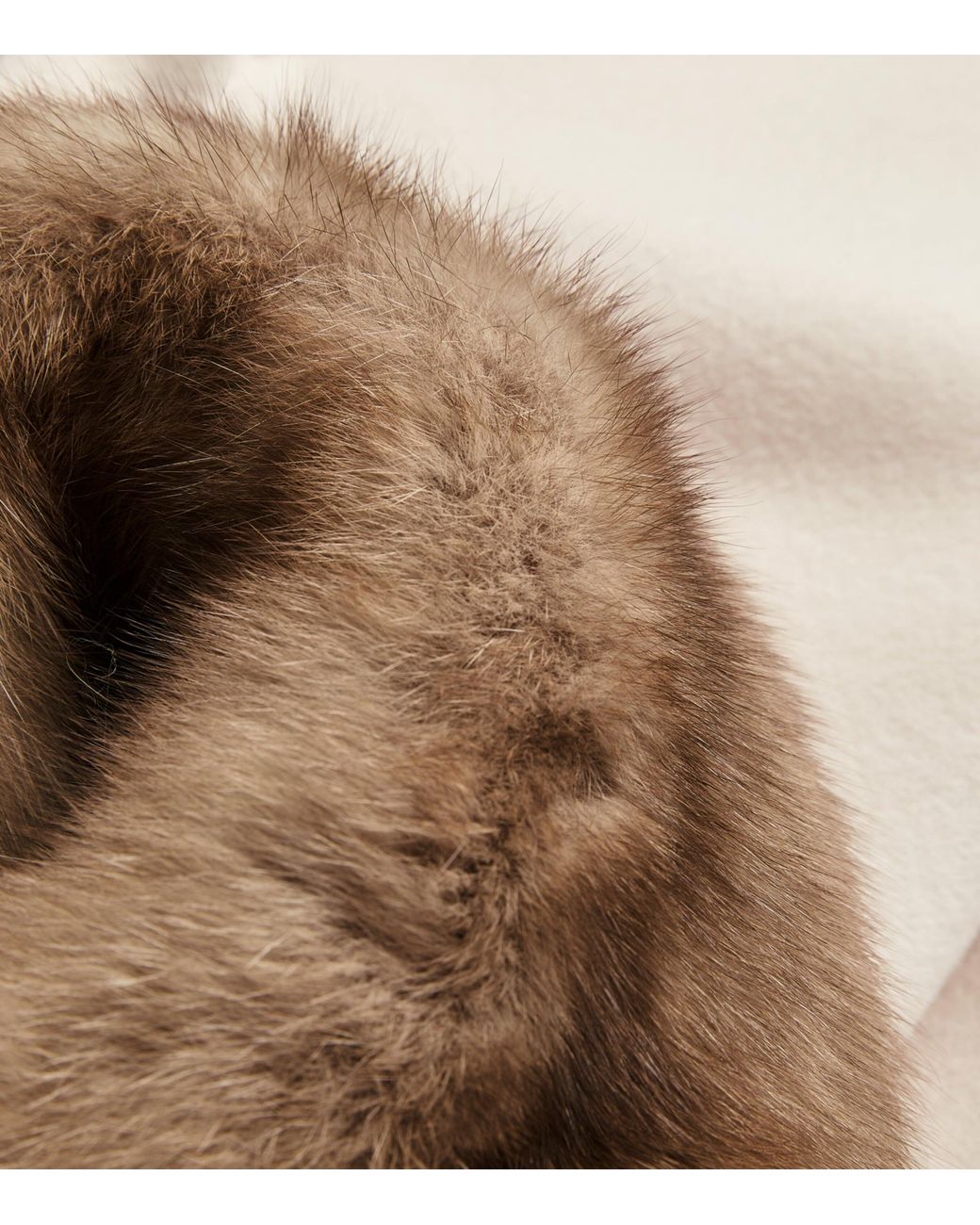 Yves Salomon Natural Wool-Cashmere Sable-Trim Coat