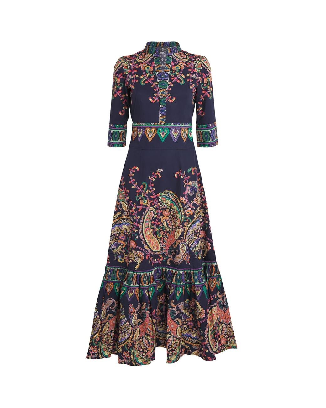 Etro Blue Cotton Paisley Maxi Dress