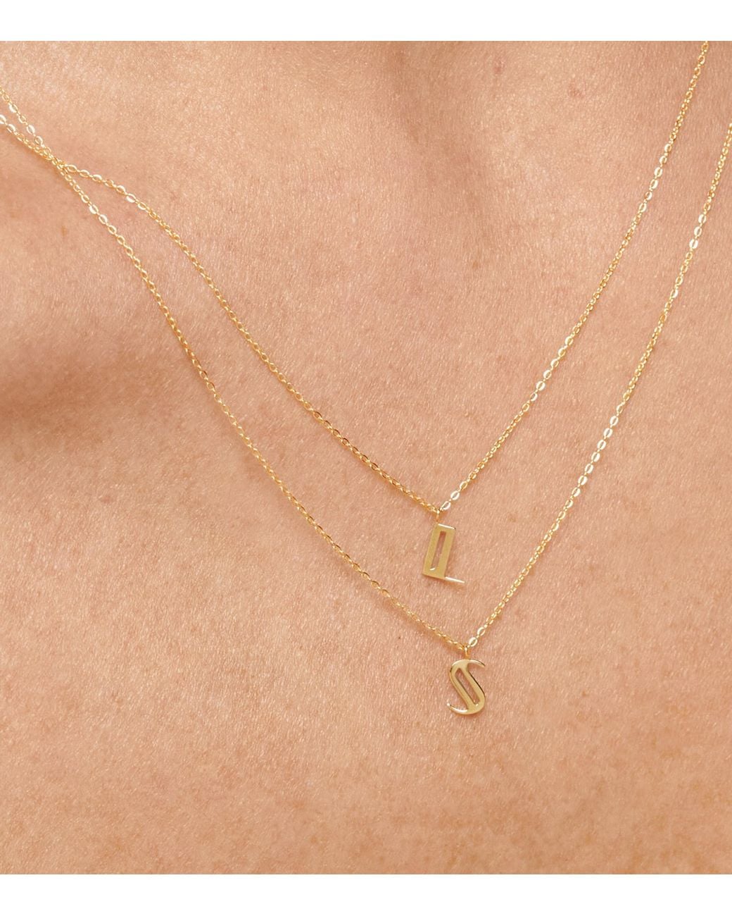 Monica Vinader Metallic Mini L Initial Necklace