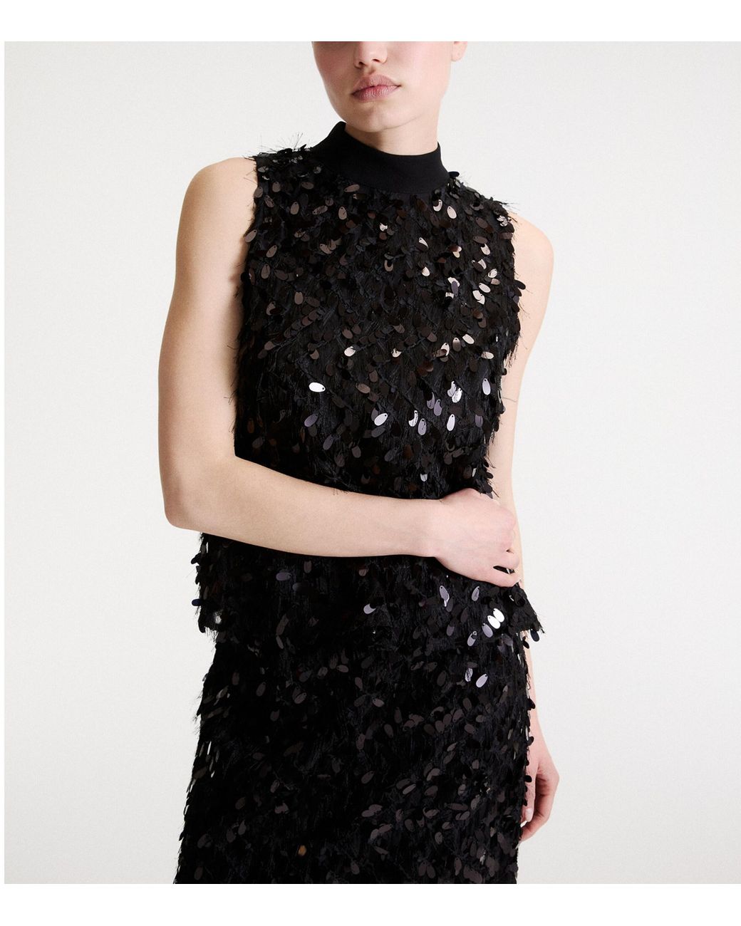 Marella Black Embellished Sleeveless Top