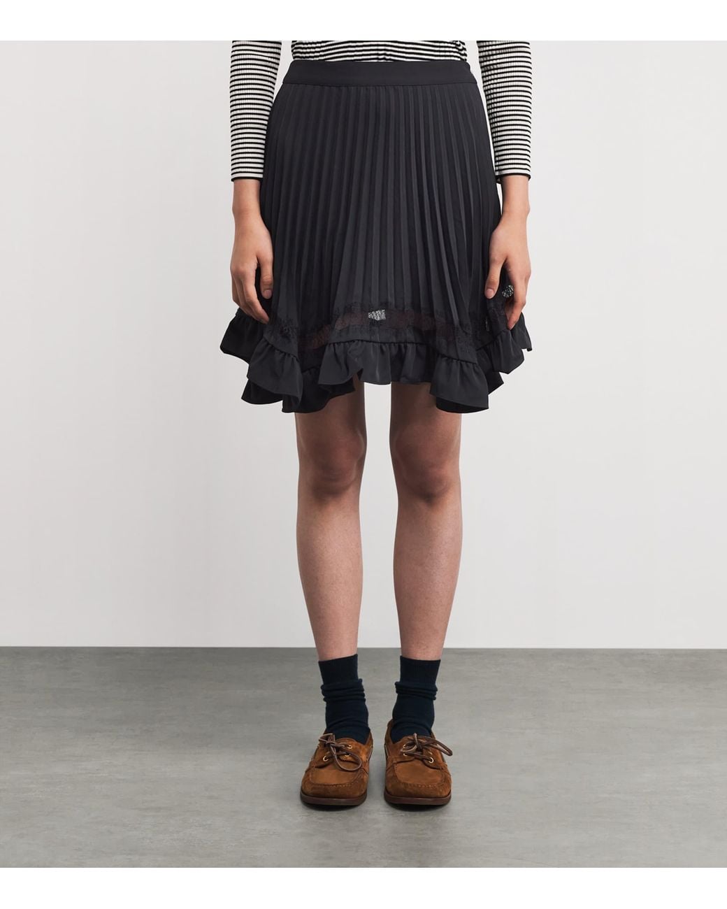 Claudie Pierlot Black Asymmetric Pleated Mini Skirt