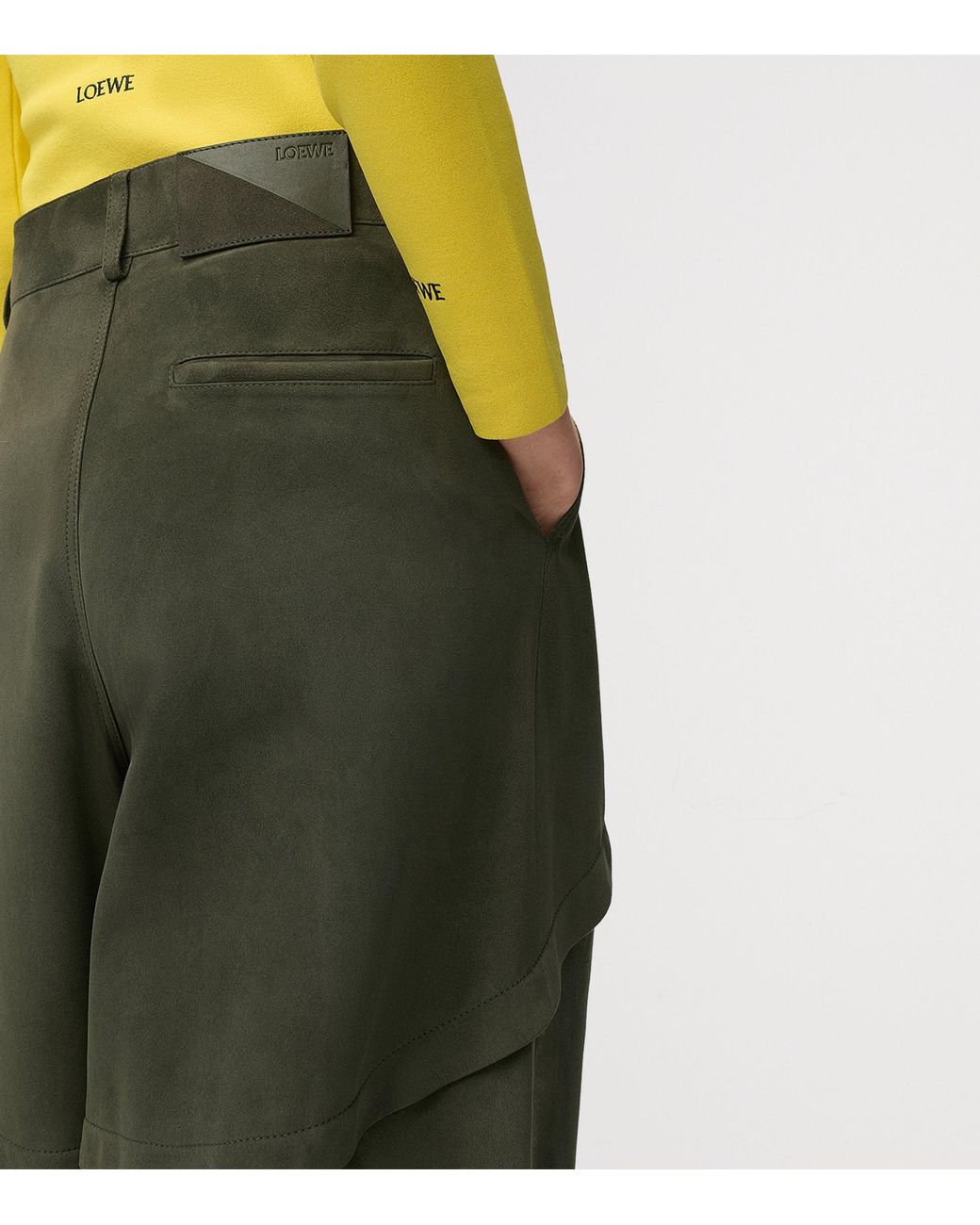 Loewe Green Suede Layered Trousers