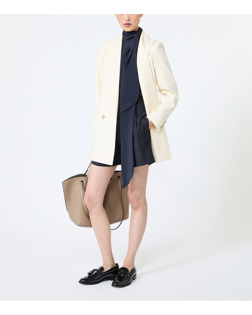 Max Mara Blue Virgin Wool Pleated Shorts