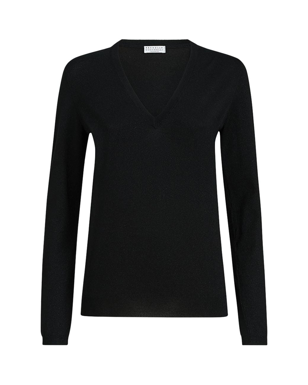 Brunello Cucinelli Black Cashmere-Blend Sparkle V-Neck Sweater
