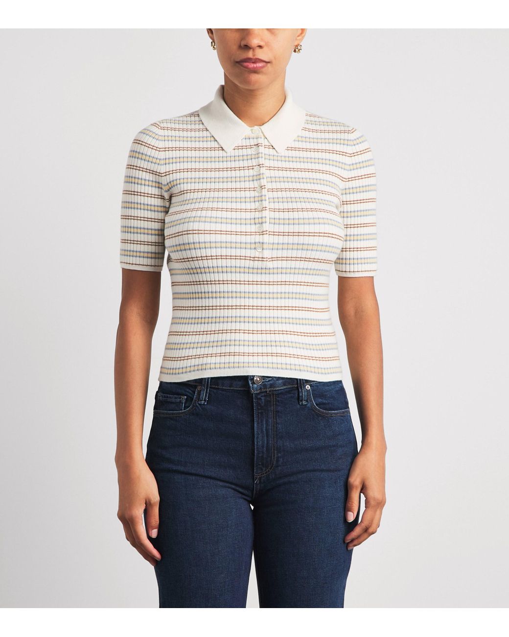 PAIGE White Stripe Summit Polo Shirt