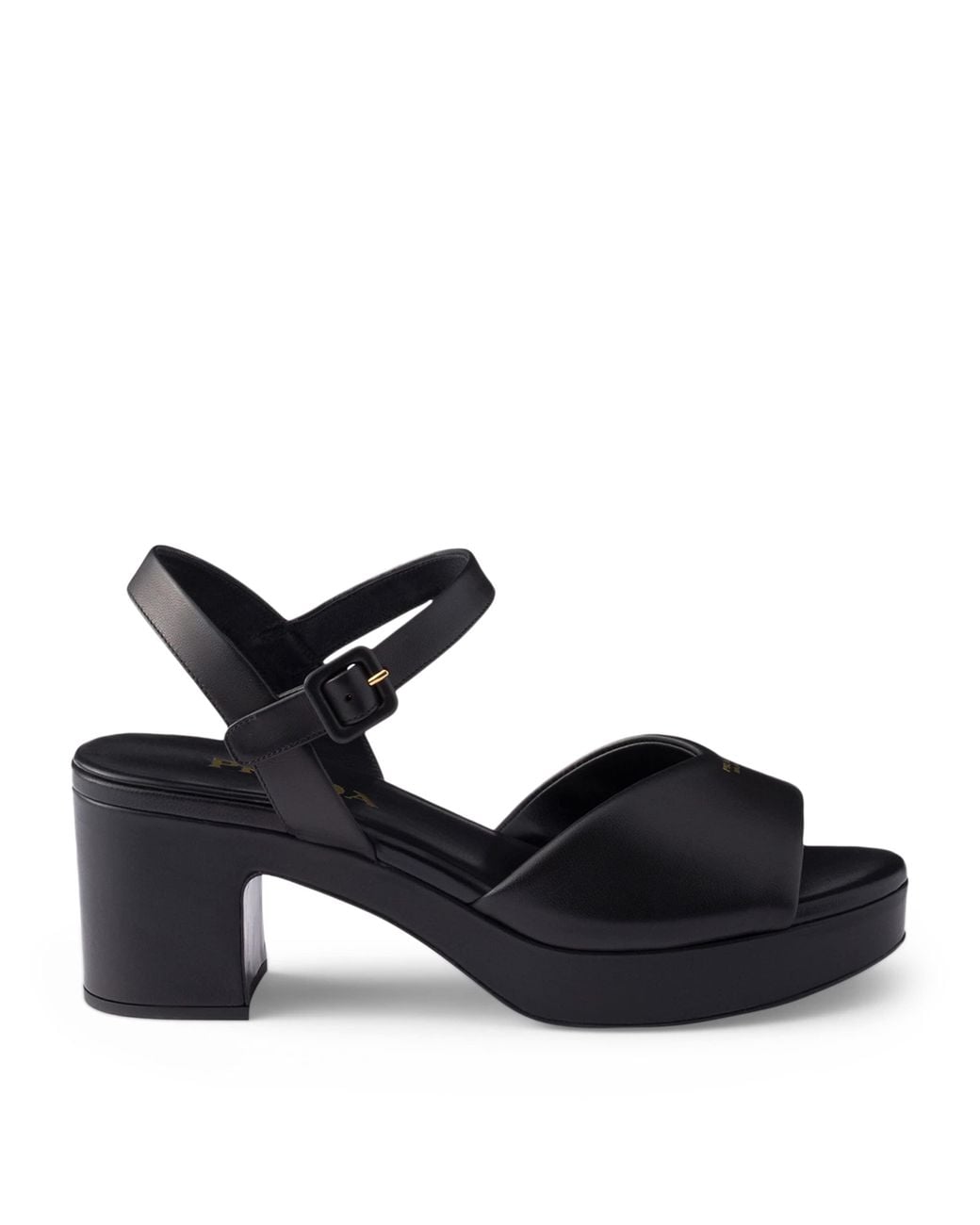 Prada Black Leather Padded Heeled Sandals 65
