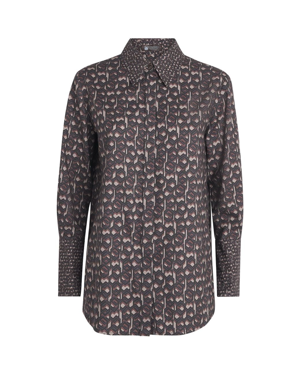 Colombo Gray Worsted Cashmere Printed Shirt