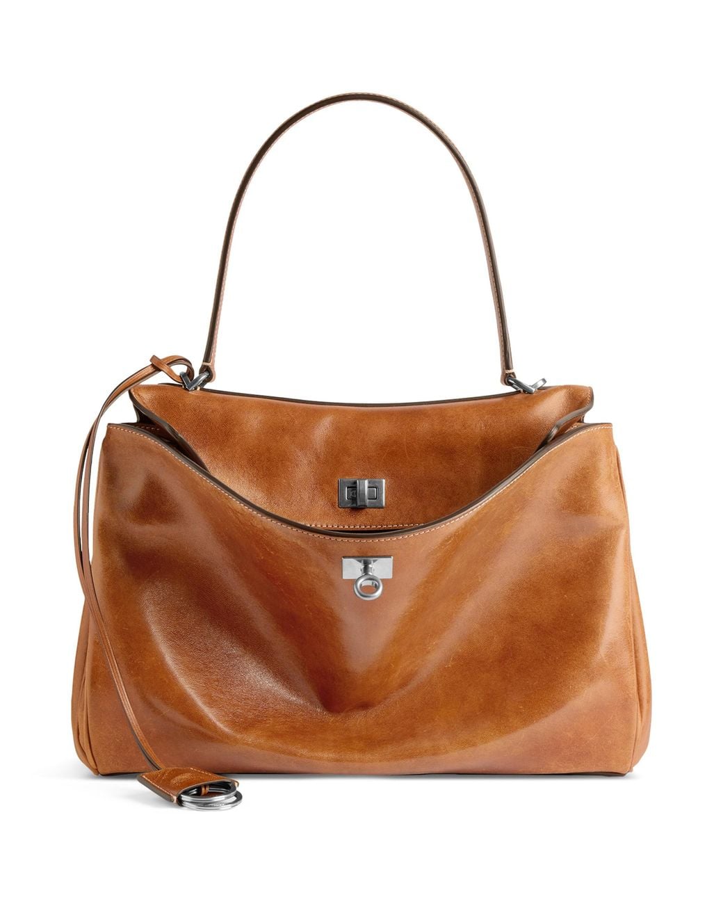 Balenciaga Brown Medium Leather Rodeo Top-Handle Bag