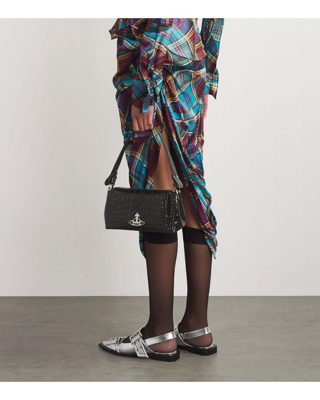 Vivienne Westwood Small Croc-Embossed Hazel Shoulder Bag in Vivienne Westwood Small Croc-Embossed Hazel Shoulder Bag in