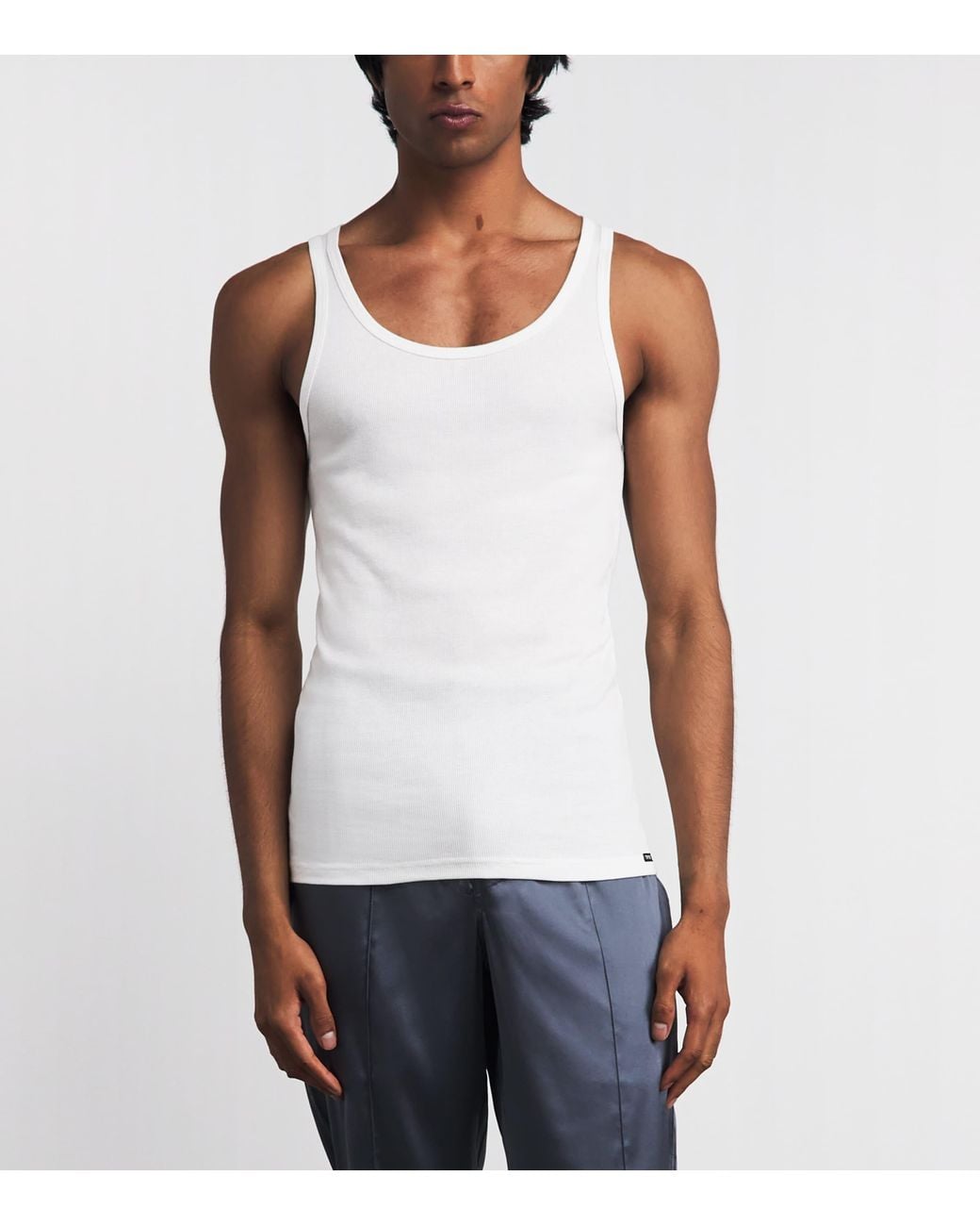Tom Ford White Ribbed Tank Top for men