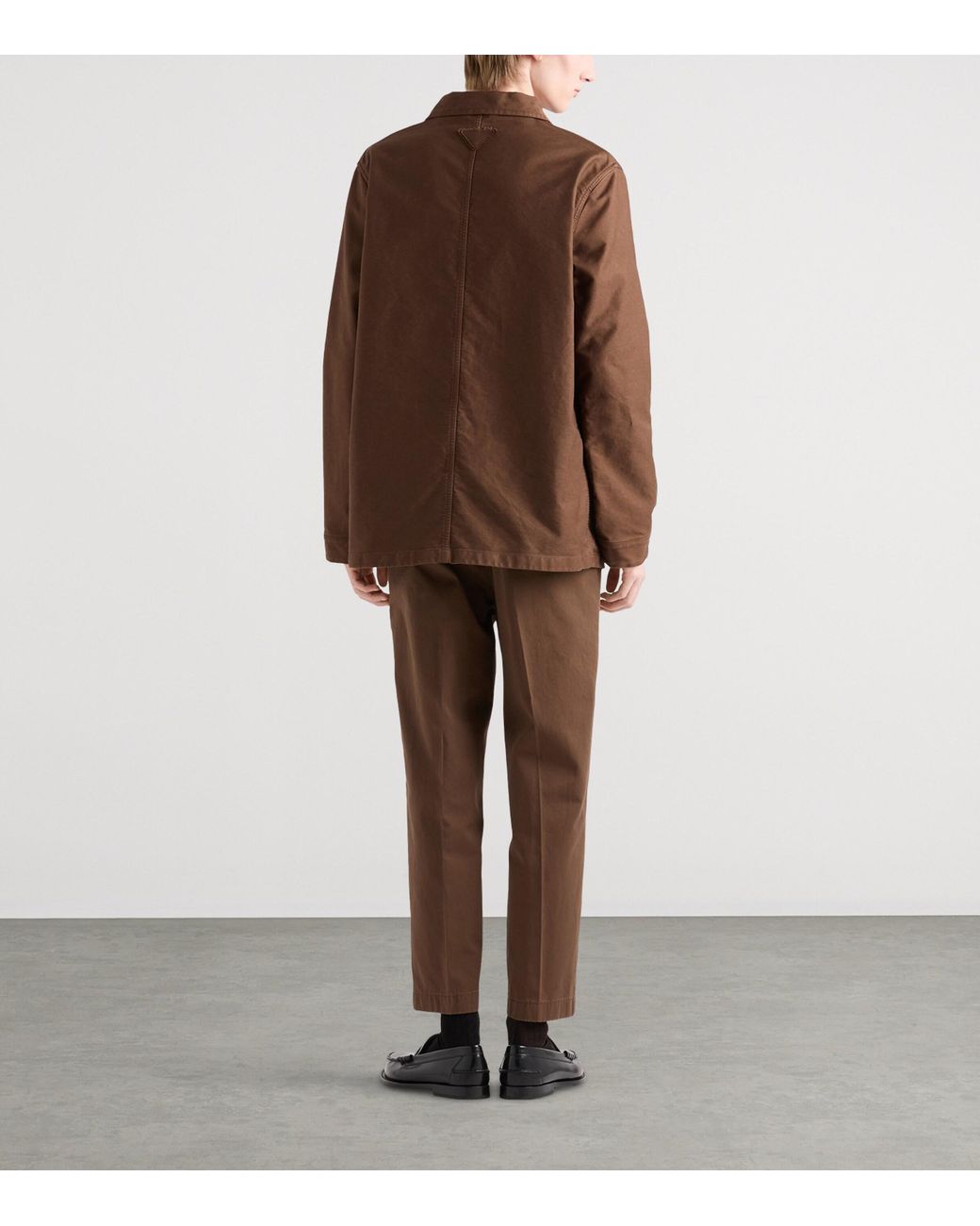 Prada Brown Cotton Slim Fit Trousers for men