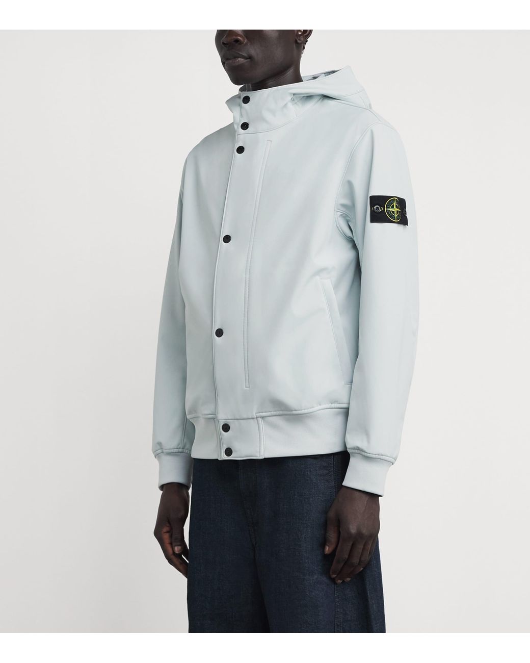 Stone Island Blue Softshell Hooded Parka for men