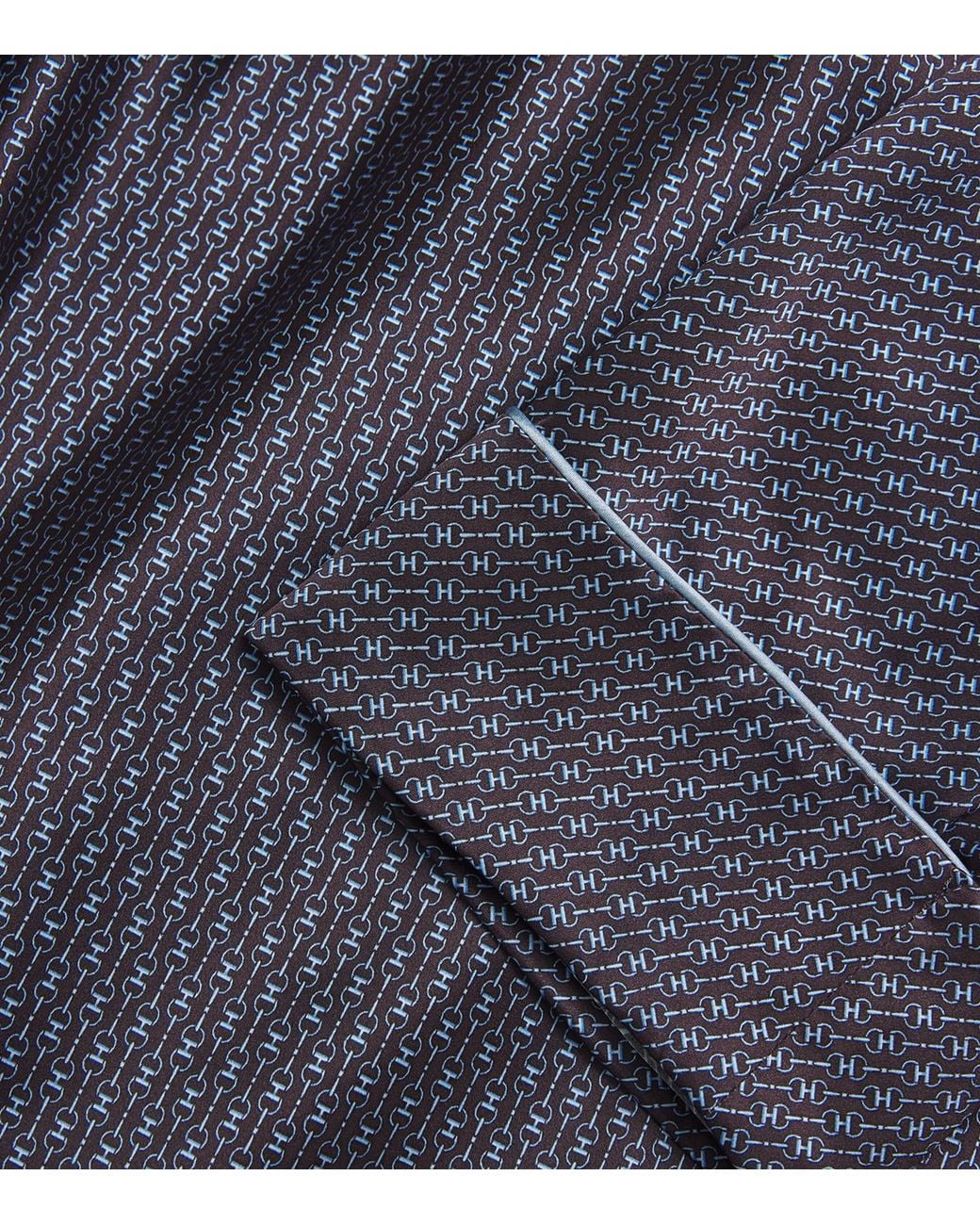 Harrods Blue Silk Snaffle Print Night Robe for men